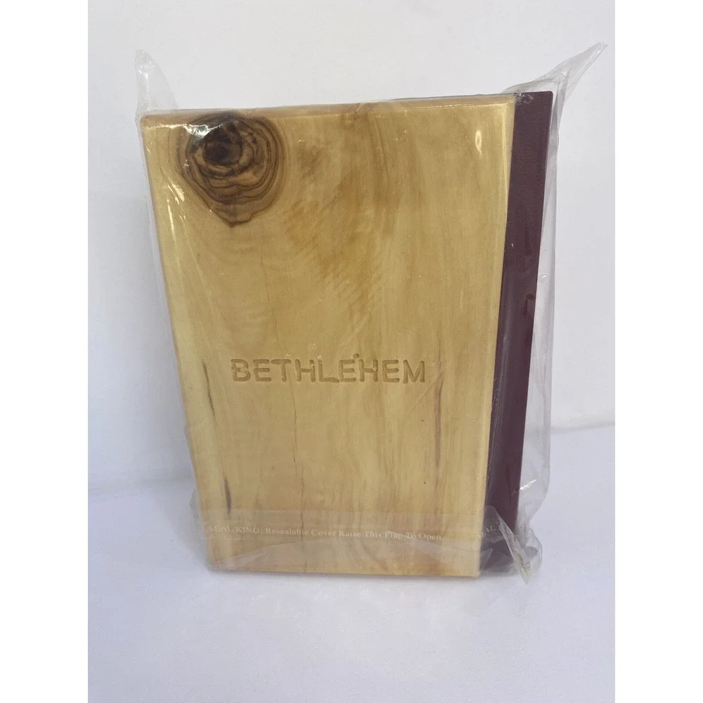 Jerusalem Holy Bible Olive Wood Hardcover KJV Burgundy Gold Gilt Bethlehem‎ Gift